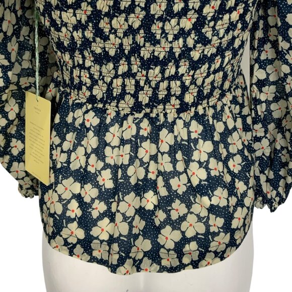 Trovata Birds Of Paradis Alize Blouse XS Blue Floral NEW - Picture 10 of 13